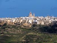 Citadella Teleblick nach Xaghra mit Pfarrkirche und Windmühle - Gozo